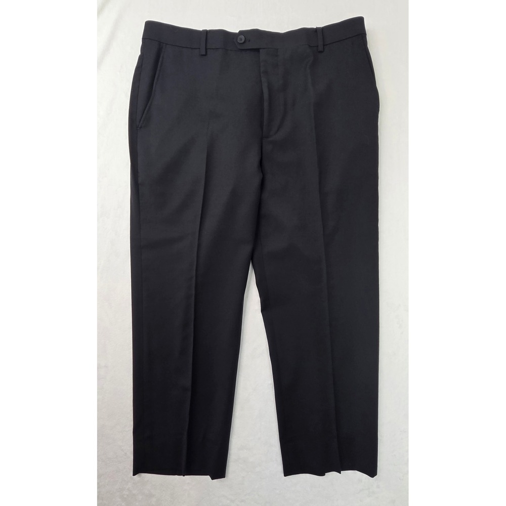 Awearness Kenneth Cole Dress Pants Men 36 Black‎ Excellent Wool Blend Flat Front